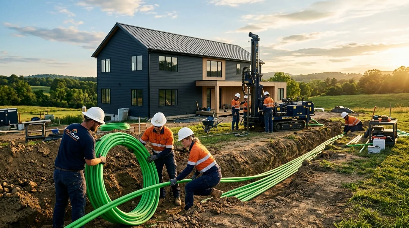 Futuristic holographic visualization of the geothermal investment opportunity