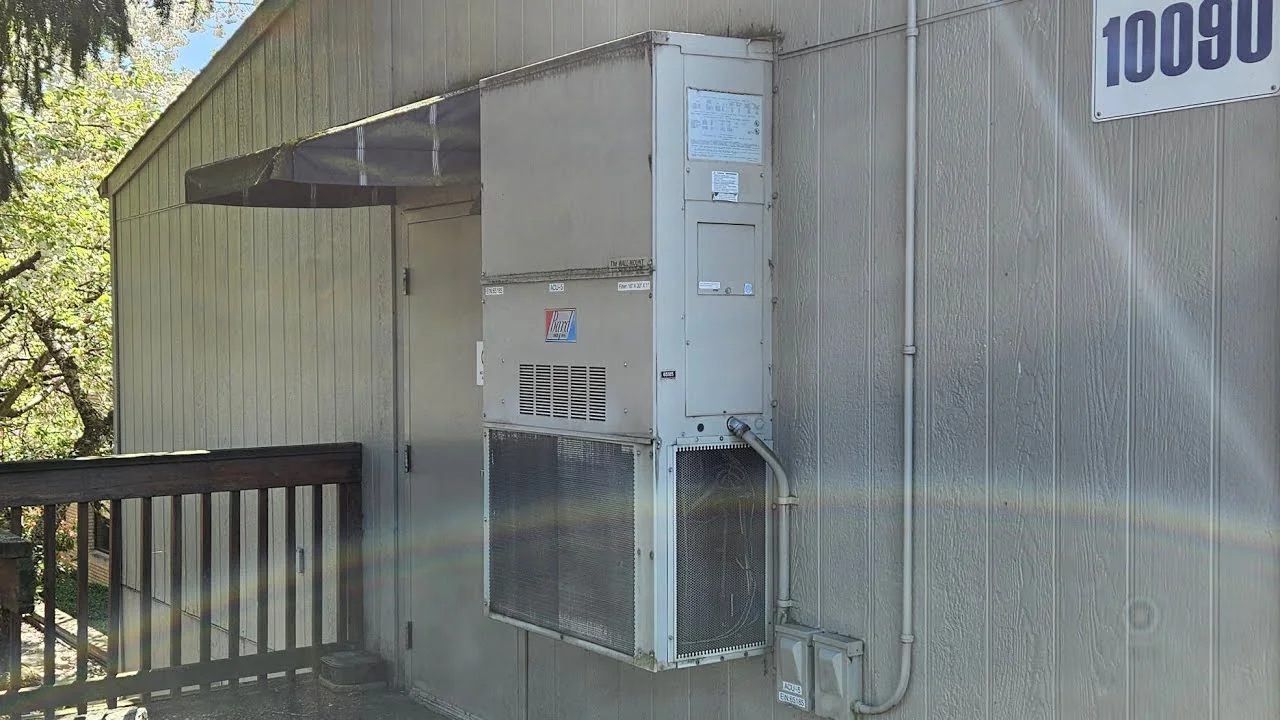 Bard wall-mounted HVAC and heat pump unit installed in a commercial building