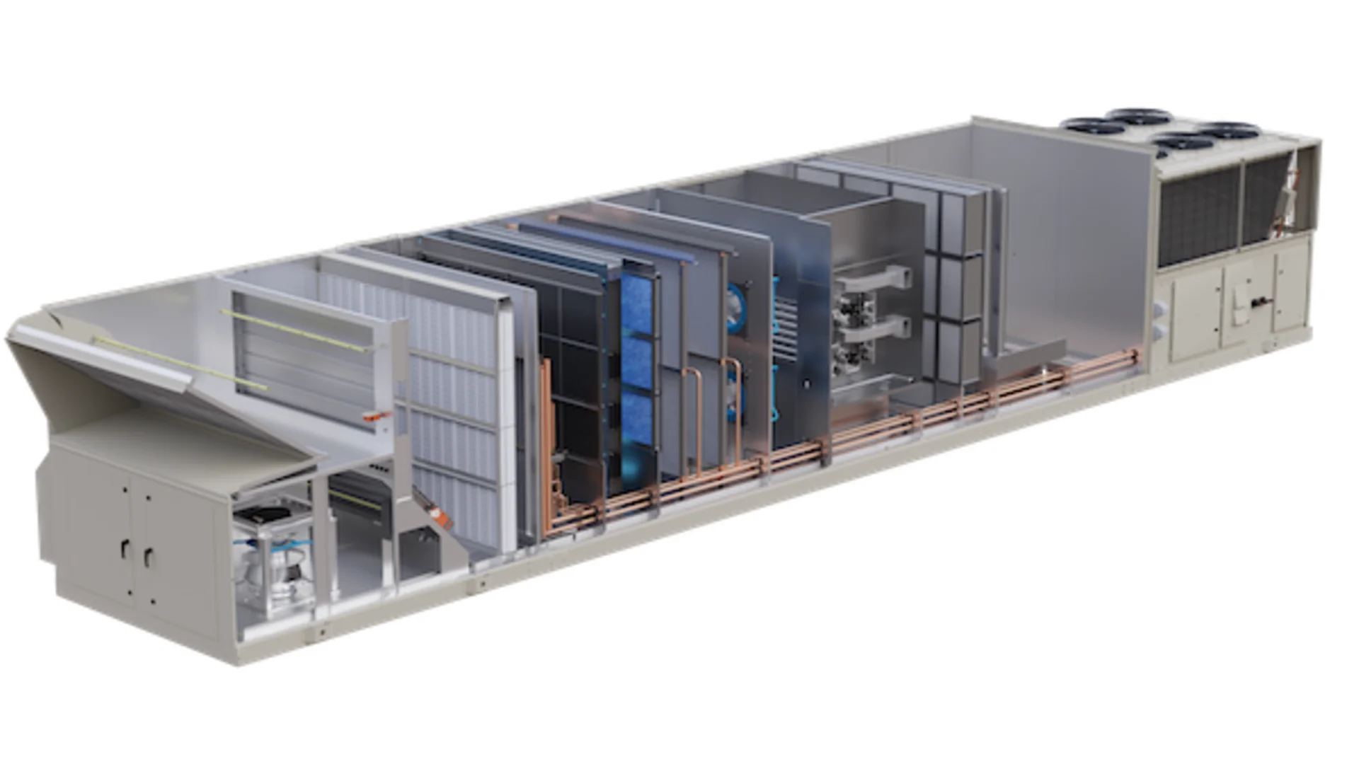 Daikin inverter compressor technology cutaway showing internal heat pump components