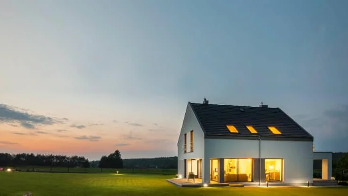 Modern residential home equipped with Dandelion Energy geothermal heating and cooling system